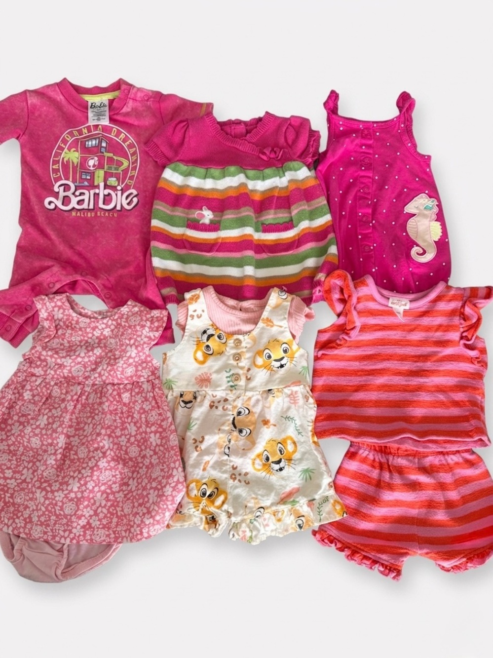 Baby Girls Bundle 0-3M 3-6M Barbie Disney Carters Gymboree Romper Dress Pink 8pc